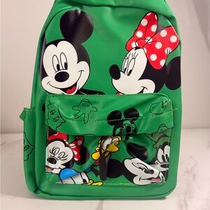 Disney Green Mickey & Minnie Kids Mini Backpack with Red Polka Dot Bow